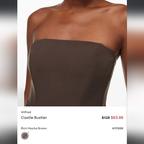 Aritzia Wilfred Castle Bustier, softly structured strapless bustier, mocha brown - Picture 2 of 12